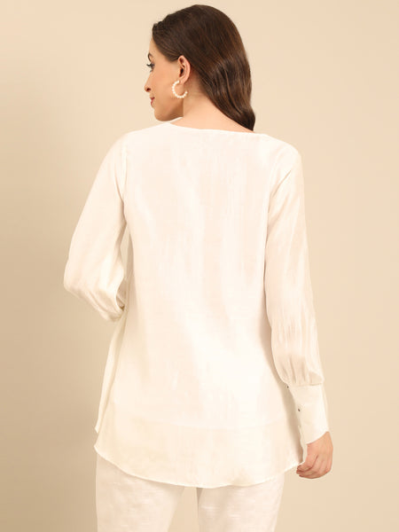 Ivory Bemberg Silk Top N Tunics - ASST0108