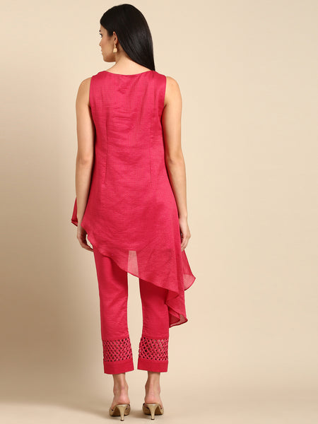 Pink Chanderi Kota Cord Set - ASCRSET021