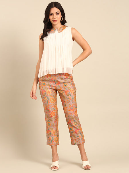 Ivory Silk Chiffon Tops - ASST091