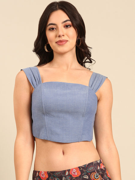Denim Blue Malai Cotton Tops - ASST093