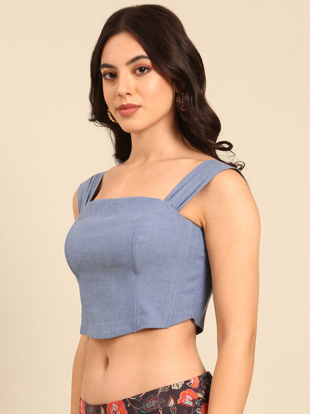 Denim Blue Malai Cotton Tops - ASST093