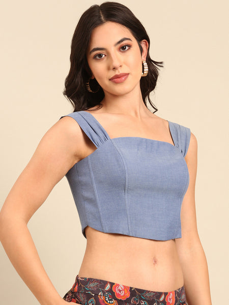Denim Blue Malai Cotton Tops - ASST093