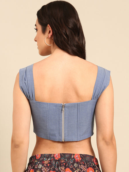 Denim Blue Malai Cotton Tops - ASST093