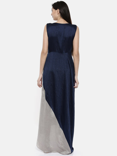 Blu/Grey Drape Dress - AS0122 - Asmi Shop