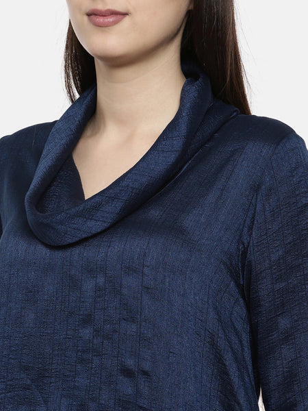 Blue Cowl Neck Dress - AS0136 - Asmi Shop