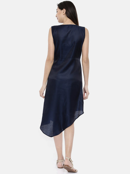 Blue Collared Embroidery Dress - AS0143 - Asmi Shop