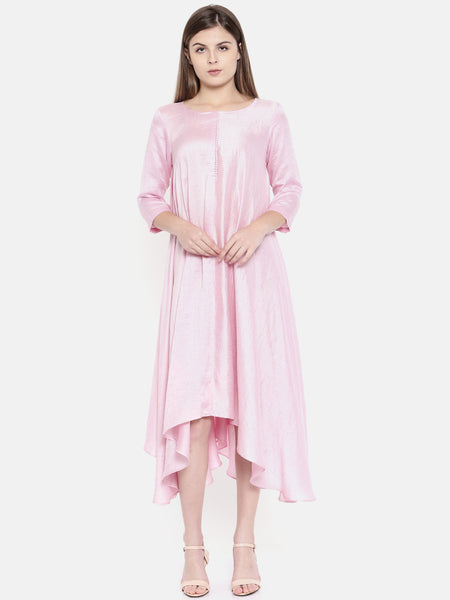 Baby Pink Potli Button Dress  - AS0171 - Asmi Shop