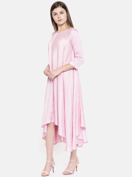 Baby Pink Potli Button Dress  - AS0171 - Asmi Shop