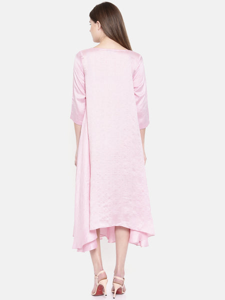 Baby Pink Potli Button Dress  - AS0171 - Asmi Shop