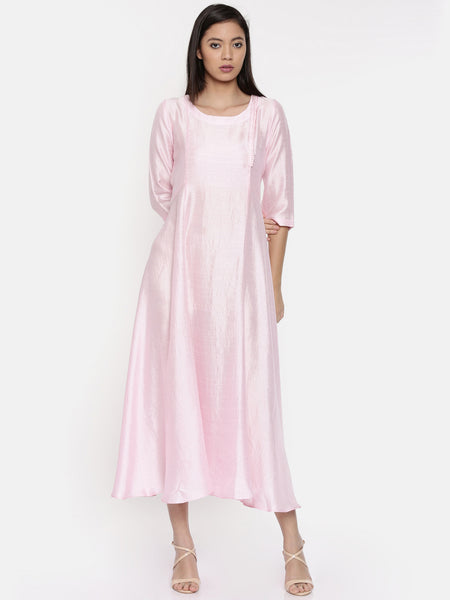 Baby pink maxi with potli button detailing  - AS0315 - Asmi Shop