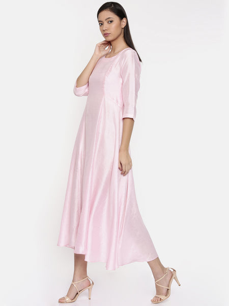 Baby pink maxi with potli button detailing  - AS0315 - Asmi Shop
