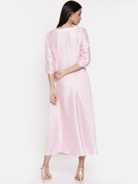 Baby pink maxi with potli button detailing  - AS0315 - Asmi Shop