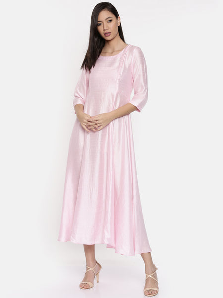 Baby pink maxi with potli button detailing  - AS0315 - Asmi Shop