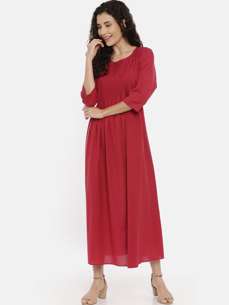red cotton summer dress for women