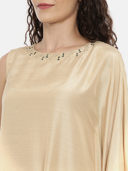 Beige Linen Satin Cowl Dress -  AS0429