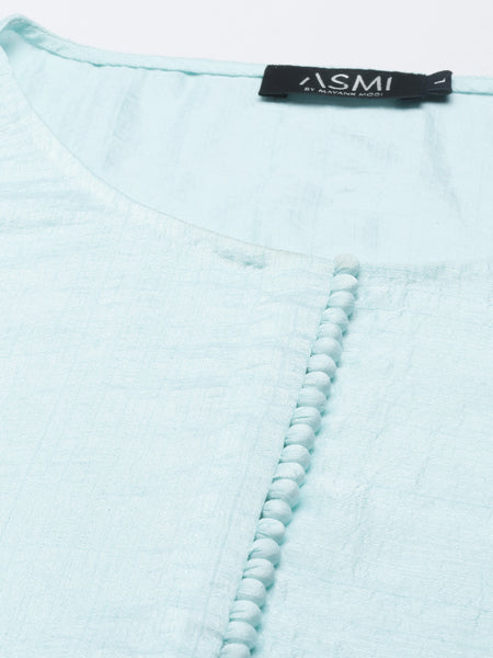 Aqua Blue Silk Polti Dress - AS0484