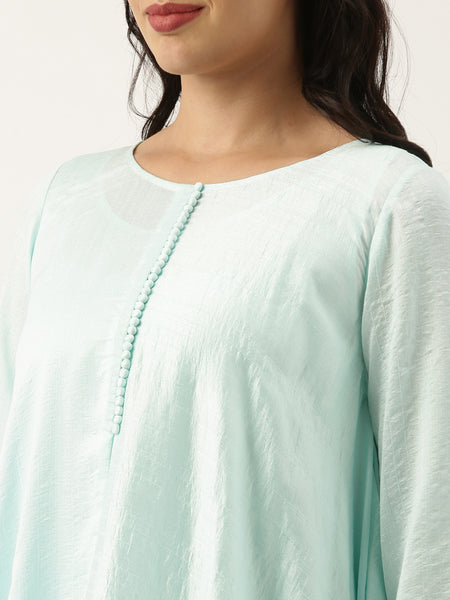 Aqua Blue Silk Polti Dress - AS0484