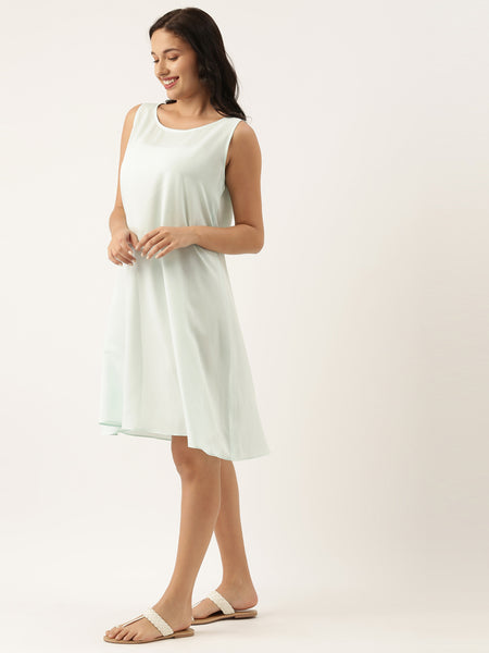 Aqua Blue Silk Polti Dress - AS0484