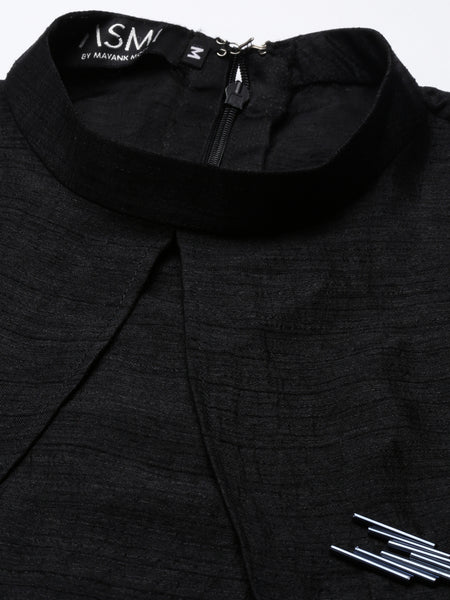 Black Silk Double Layer Dress - AS0491