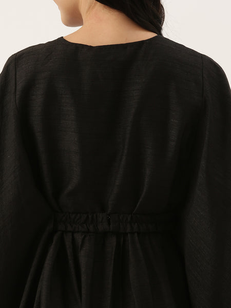Black Silk Women's Kaftan Dress - AS0492