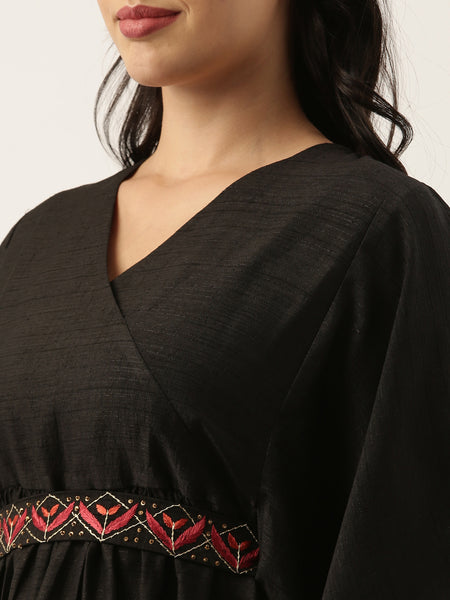 Black Silk Women's Kaftan Dress - AS0492