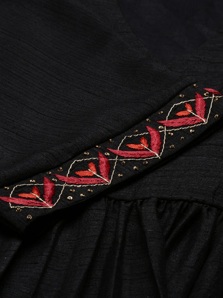 Black Silk Women's Kaftan Dress - AS0492