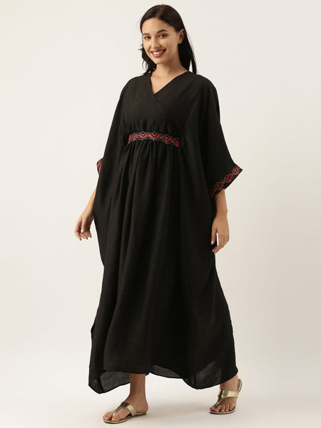 Black Silk Women's Kaftan Dress - AS0492