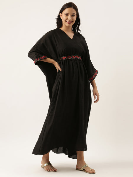 Black Silk Women's Kaftan Dress - AS0492