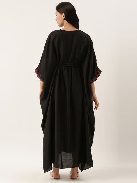 Black Silk Women's Kaftan Dress - AS0492