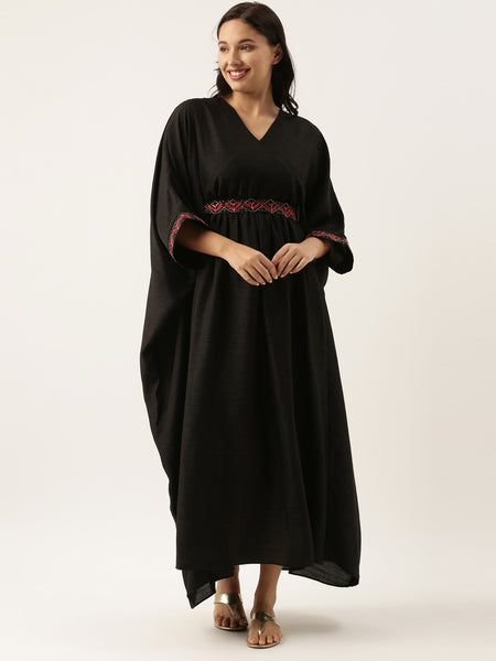 Black Silk Women's Kaftan Dress - AS0492
