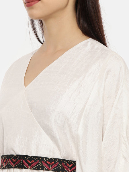Ivory Silk Long Kaftan - AS0495