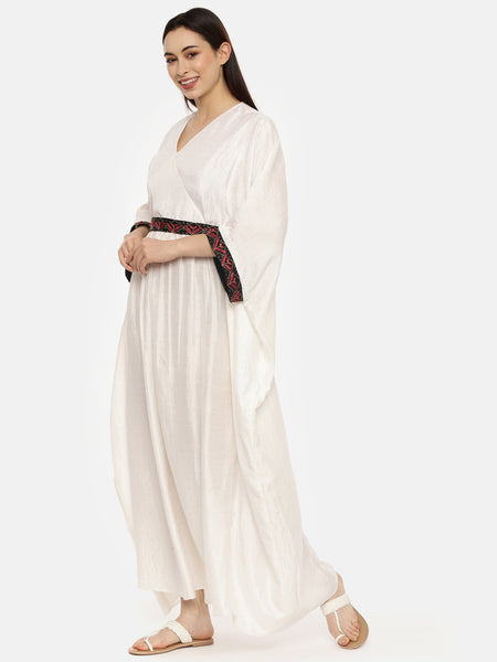 Ivory Silk Long Kaftan - AS0495