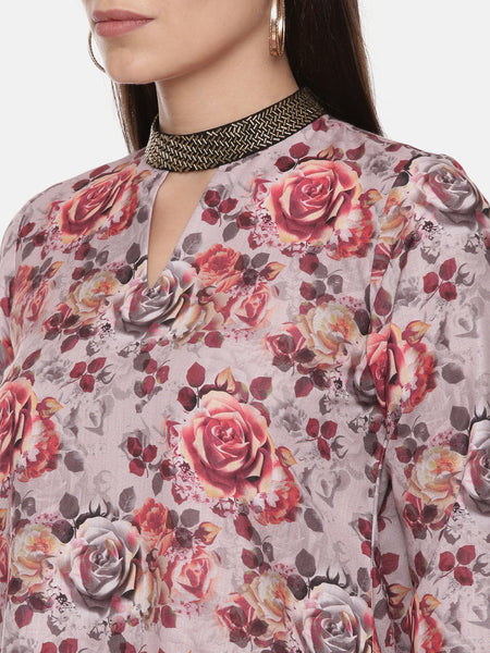 Asymetric Linen Cotton Print Dress - AS0500