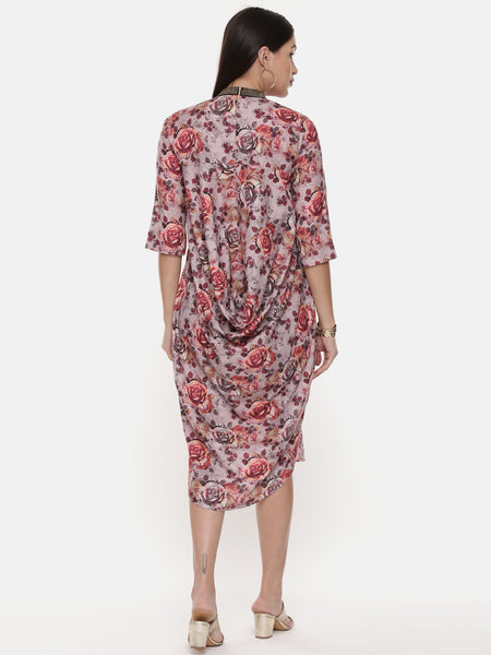Asymetric Linen Cotton Print Dress - AS0500