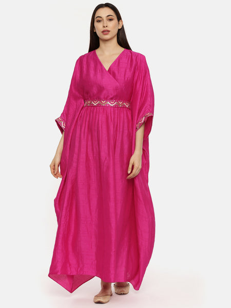 Pink Silk Women's Kaftan Dress - AS0502