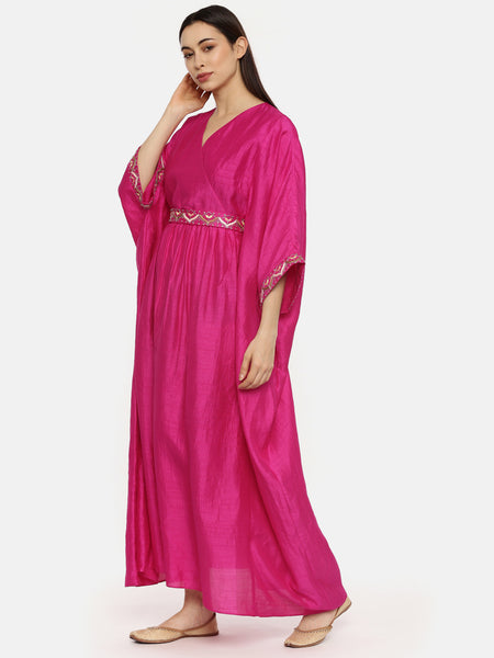 Pink Silk Women's Kaftan Dress - AS0502
