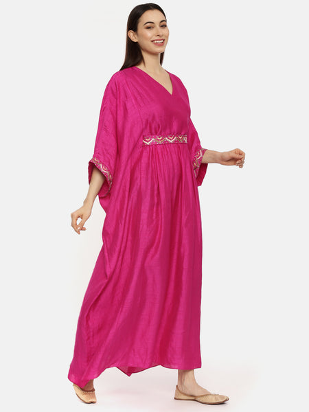 Pink Silk Women's Kaftan Dress - AS0502