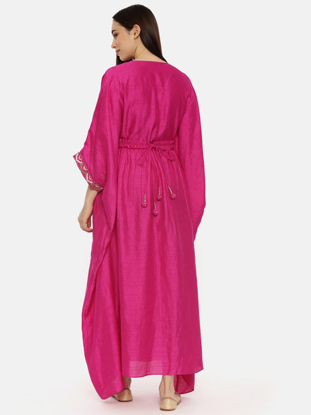 Pink Silk Women's Kaftan Dress - AS0502