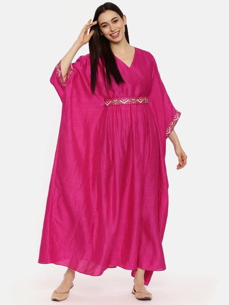 Pink Silk Women's Kaftan Dress - AS0502