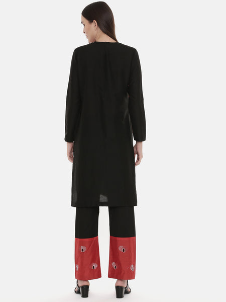 Red Black Chanderi Cord Set - ASCRSET006