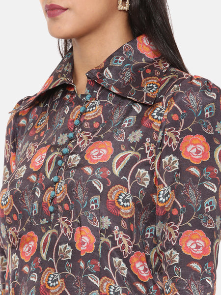 Black Orange Muslin Dress - AS0631