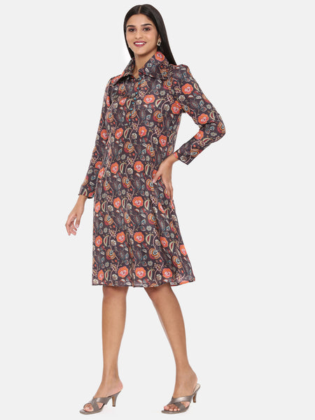 Black Orange Muslin Dress - AS0631