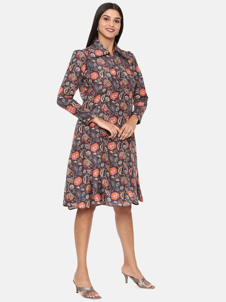 Black Orange Muslin Dress - AS0631