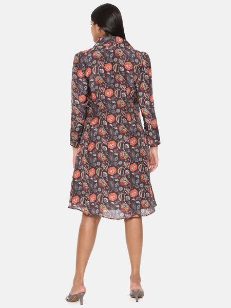 Black Orange Muslin Dress - AS0631