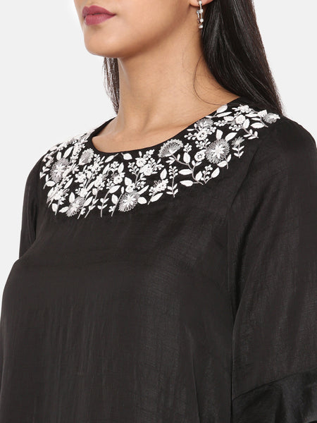 Black Embroidered Dress - AS0634