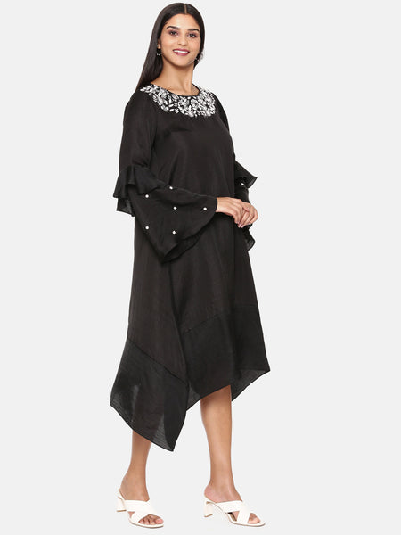 Black Embroidered Dress - AS0634