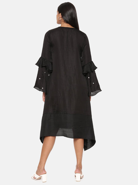 Black Embroidered Dress - AS0634