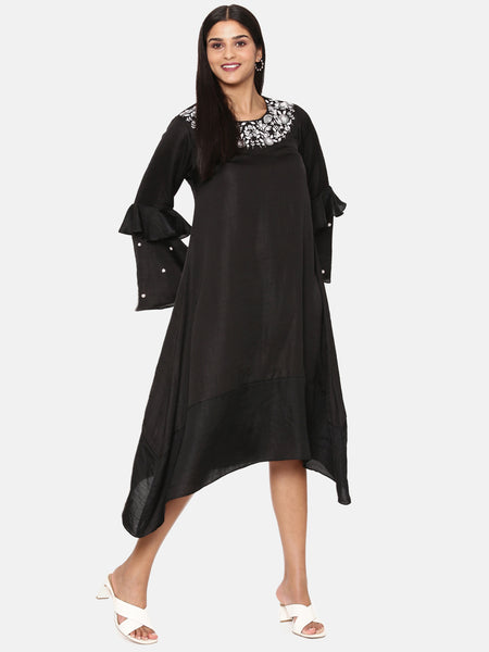 Black Embroidered Dress - AS0634