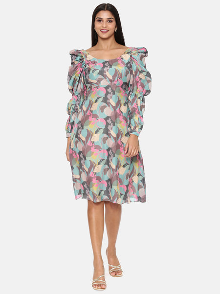 Aqua Printed Muslin Dress - AS0644