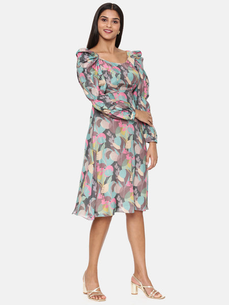 Aqua Printed Muslin Dress - AS0644